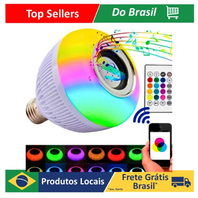 Lampada musical  Bluetooth De Led Caixa De Som C Controle Rgb 12W