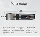 Professional Hair Clipper Rechargeable Electric Trimmer For Men Beard Kids Barber Cutting Machine Haircut LED Screen Waterproof