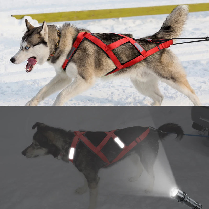 Waterproof Dog Sledding Harness Reflective Pet Sledding Skijoring Harness Big Large Dogs Weight Pulling Vest For Pet Training