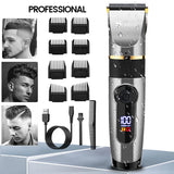 Professional Hair Clipper Rechargeable Electric Trimmer For Men Beard Kids Barber Cutting Machine Haircut LED Screen Waterproof